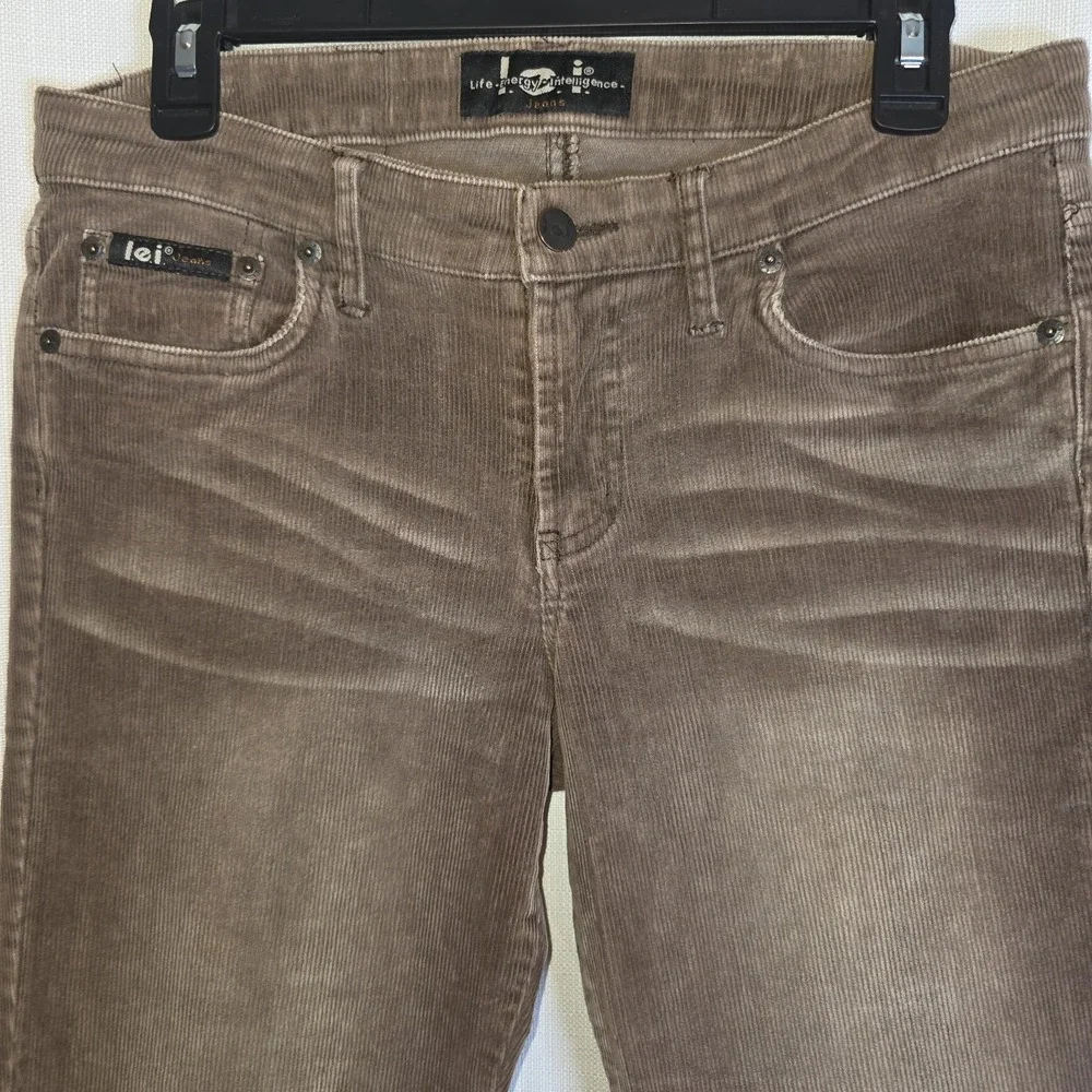 Vtg LEI Women Y2k Brown Flared Leg Corduroy Pants‎ Size 11 Mid Rise